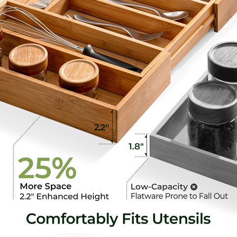 keechee profile showing 2.2 inch depth holds bulky utensils
