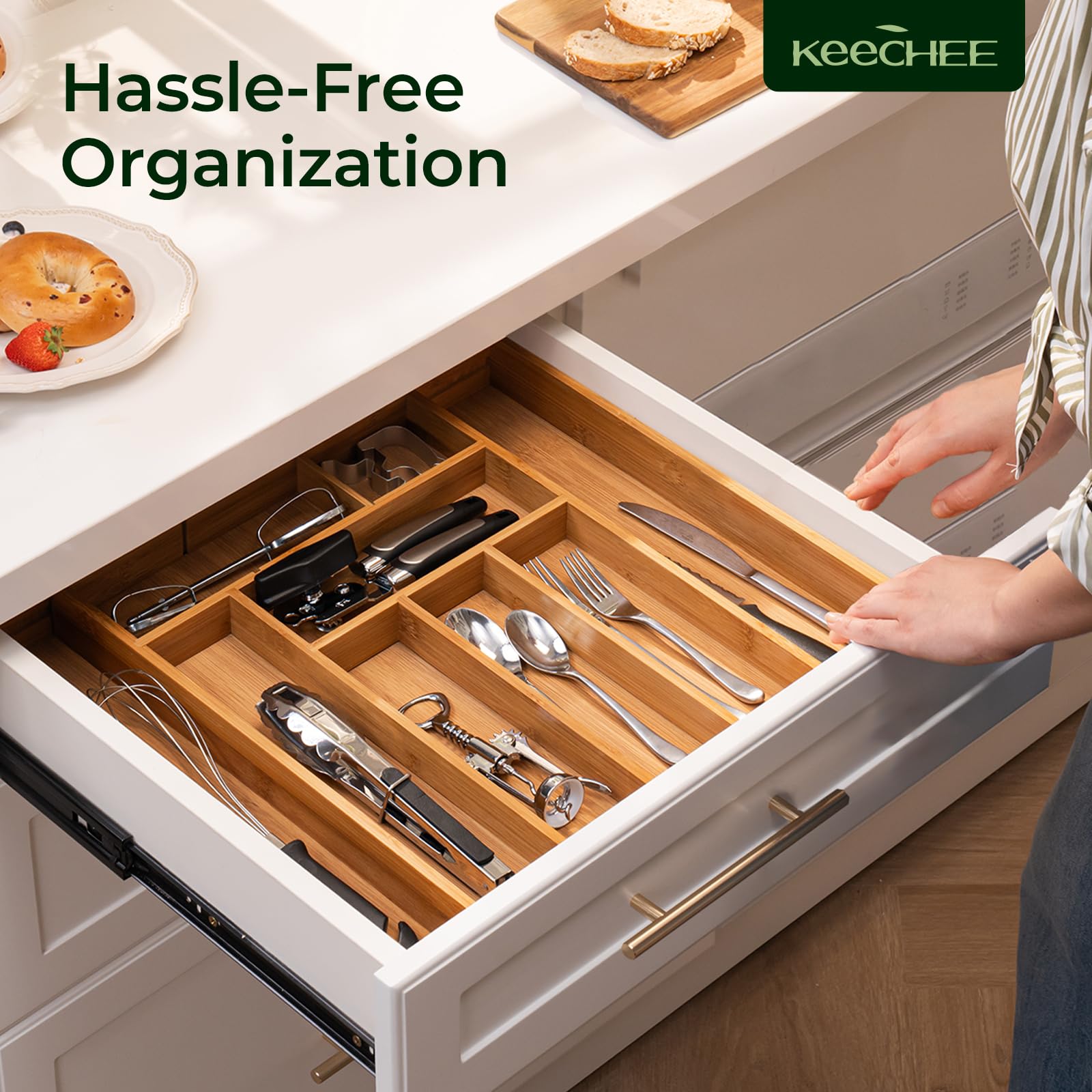 keechee ruler beside organizer shows precise dimensions and fit
