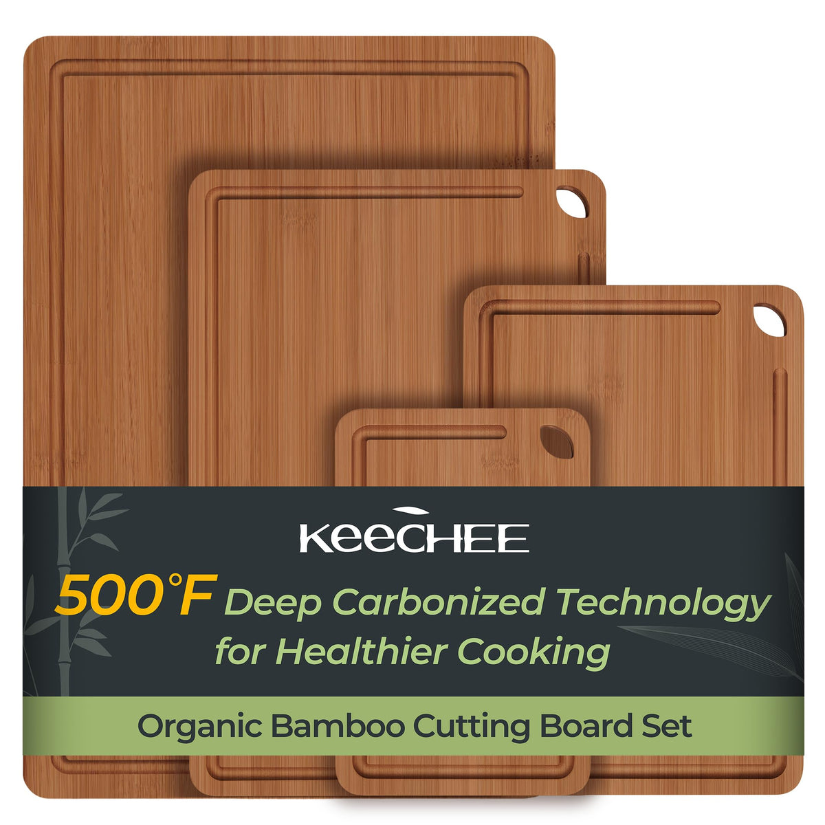 keechee front view 4pcs set showing sizes and dark carbonized finish for stylish kitchens