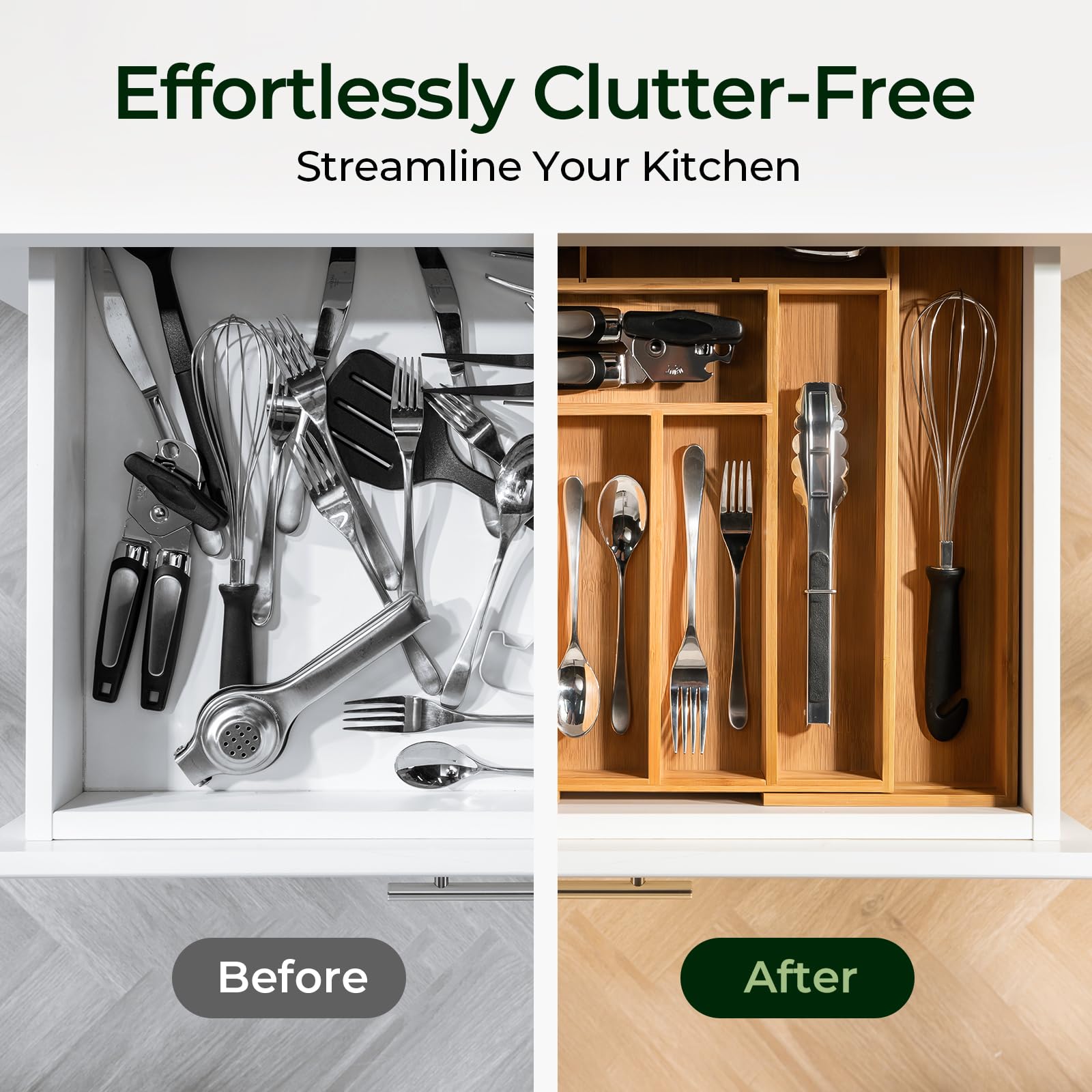 keechee loaded with bulky utensils and stacked cutlery for capacity