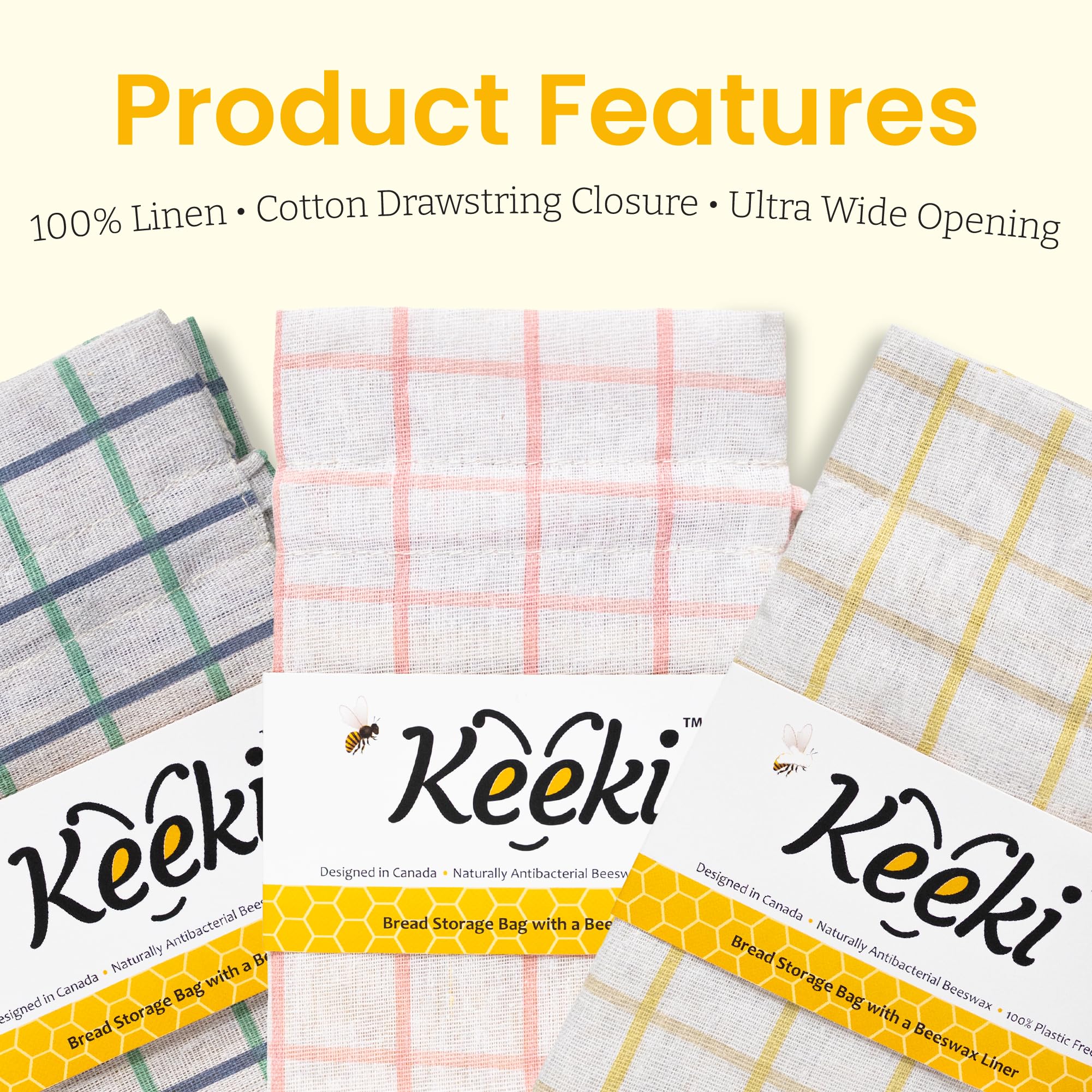 Keeki bag beeswax-lined close-up showing interior coating for moisture control benefit