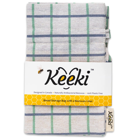 Keeki bag front view in blue showing neat packaging and sustainable design benefit