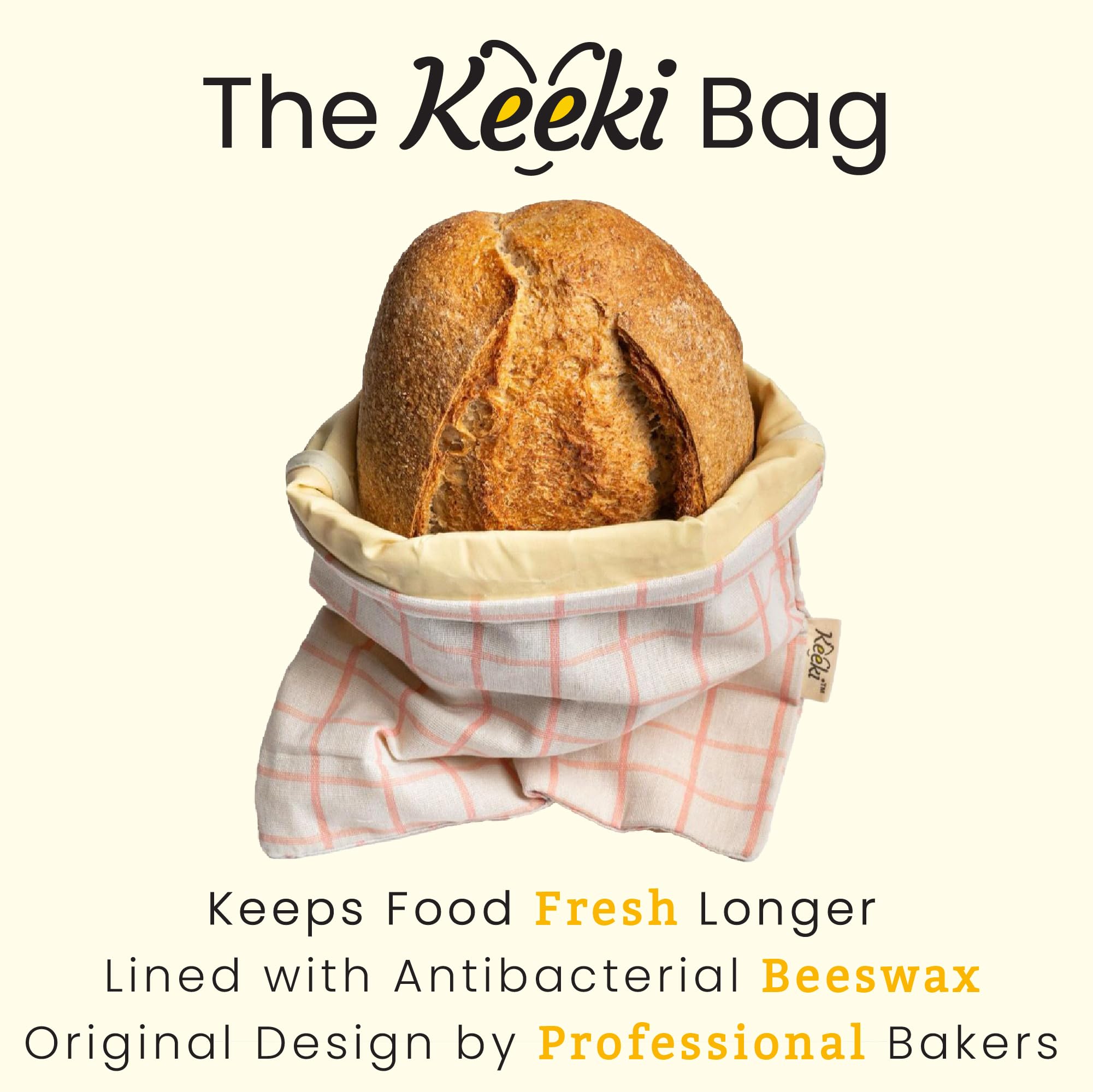 Keeki bag open wide-mouth with loaf inside for easy access and convenience benefit