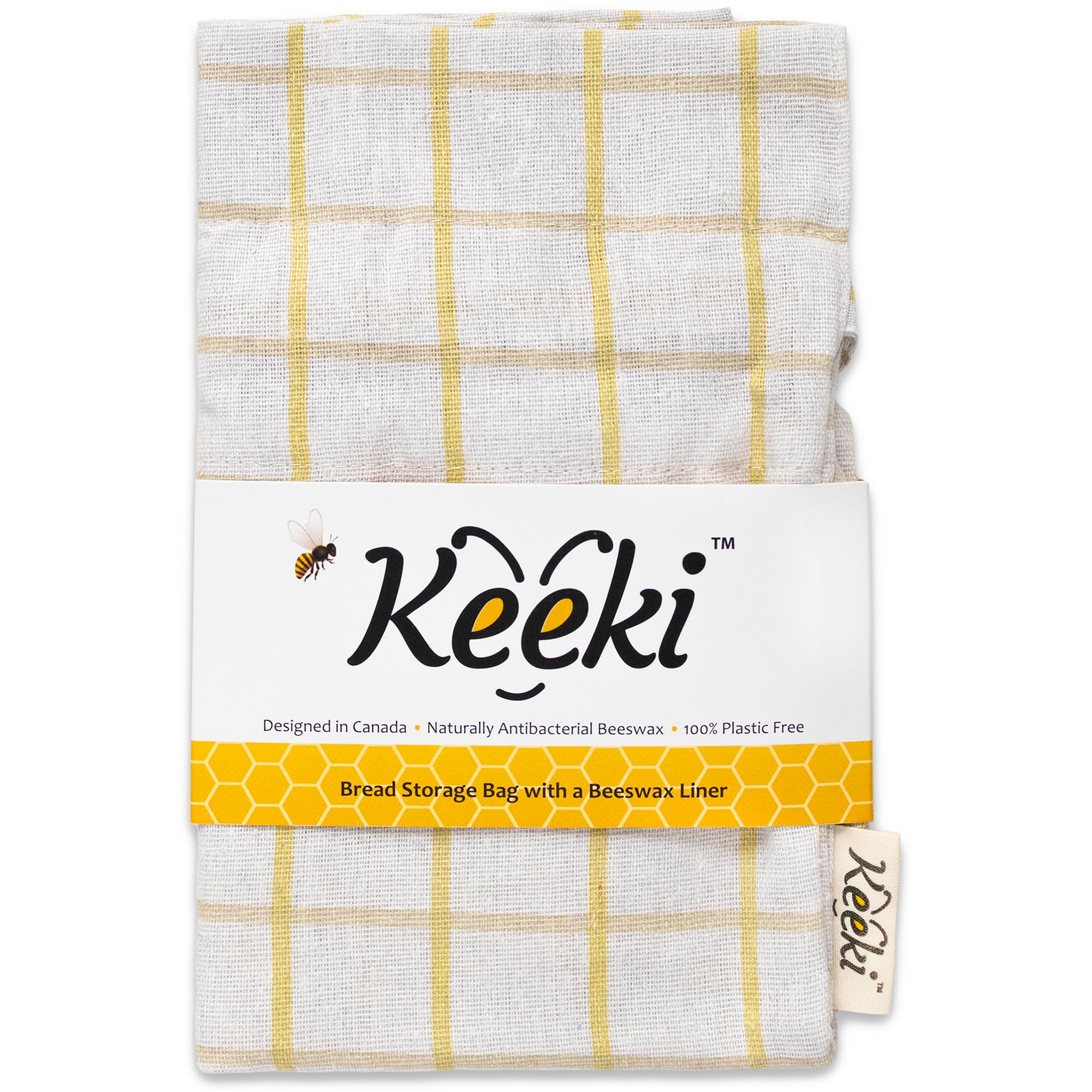 Keeki bag front view showing yellow fabric and breathable design benefit