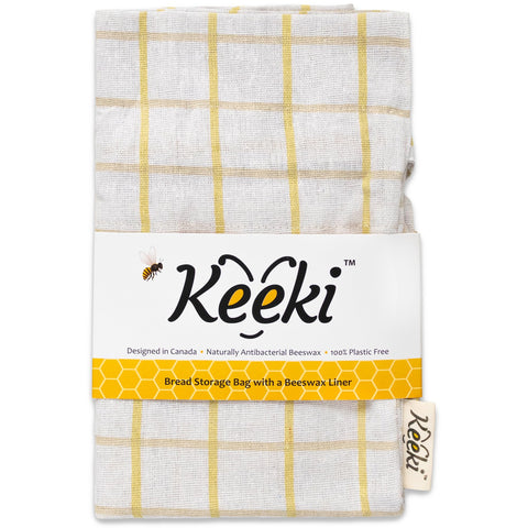 Keeki bag front view showing yellow fabric and breathable design benefit