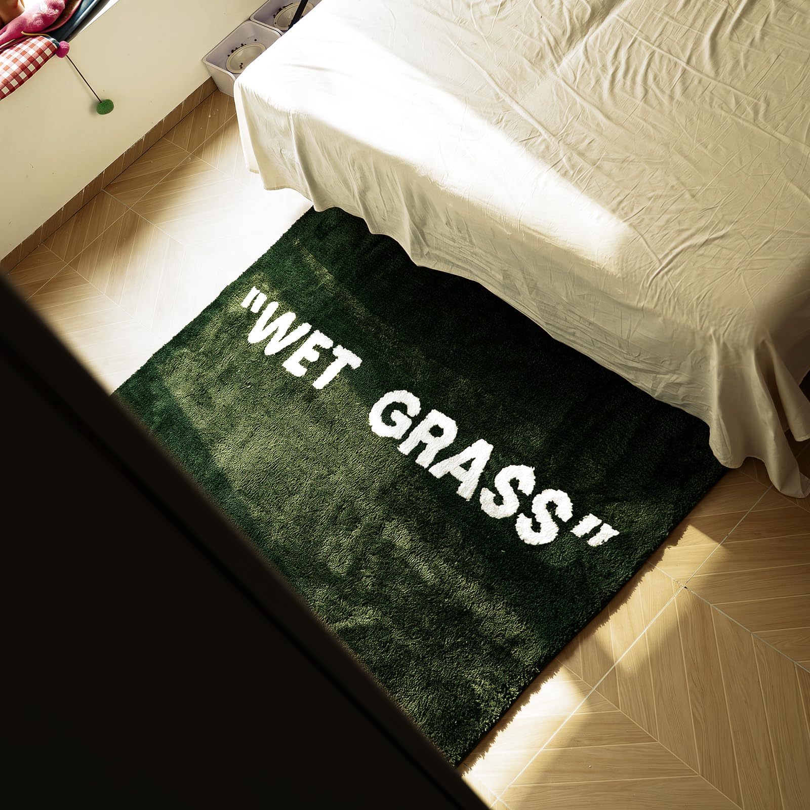 KEEP OFF mat placed by bathroom vanity providing absorbent, cozy surface