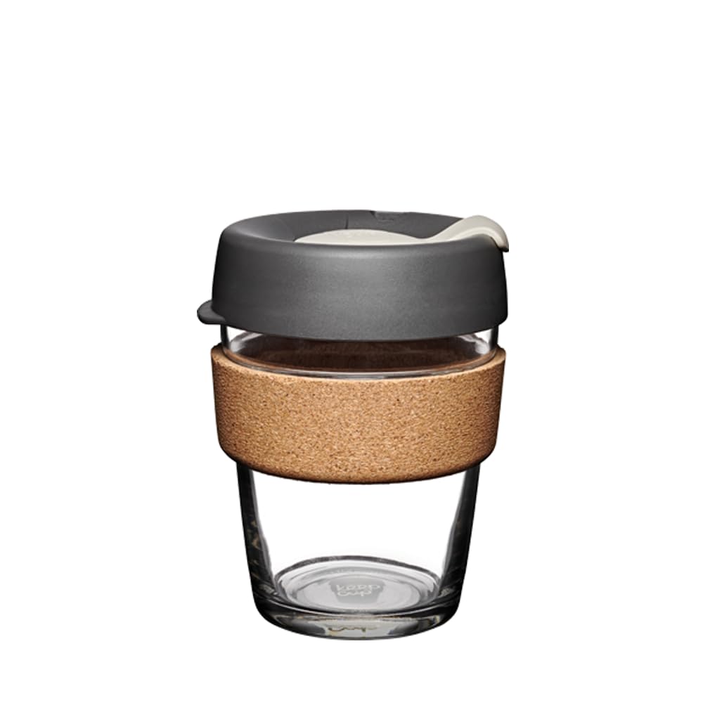 KeepCup Brew Cork front view showing glass and cork band for pure taste