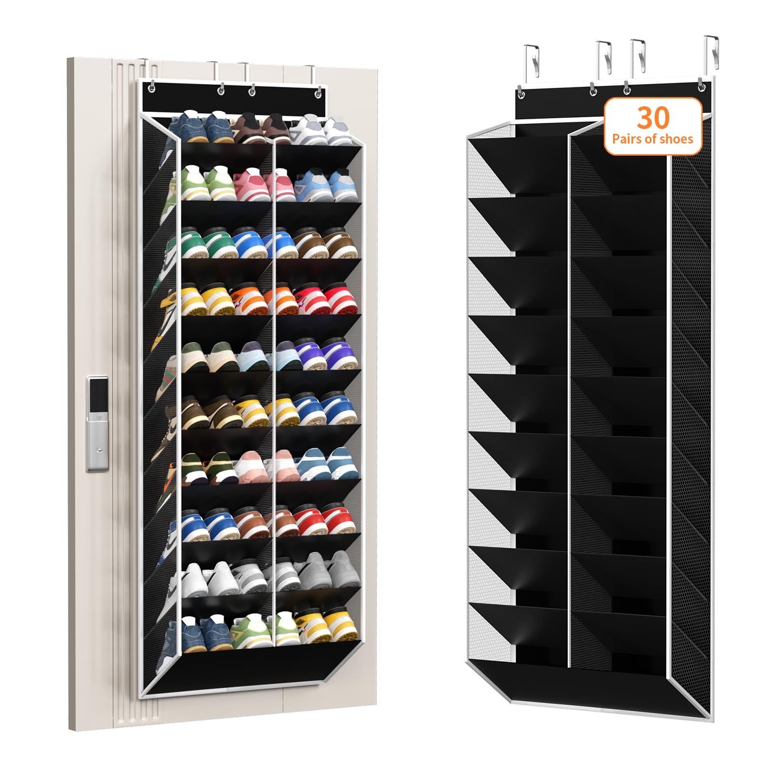 KEEPJOY front view showing ten tiers and 30-pair capacity for space-saving