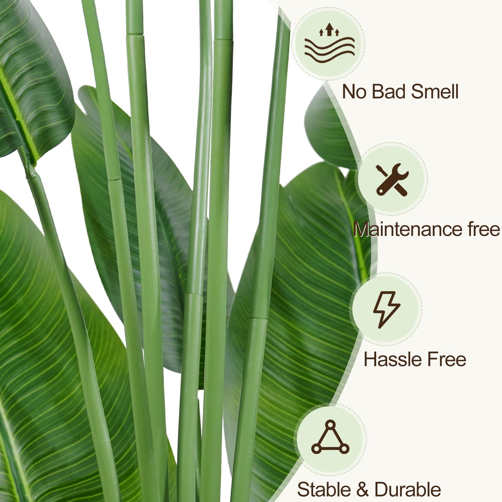 Keeplush leaf edges and material texture highlighting fade-resistant, long-lasting look