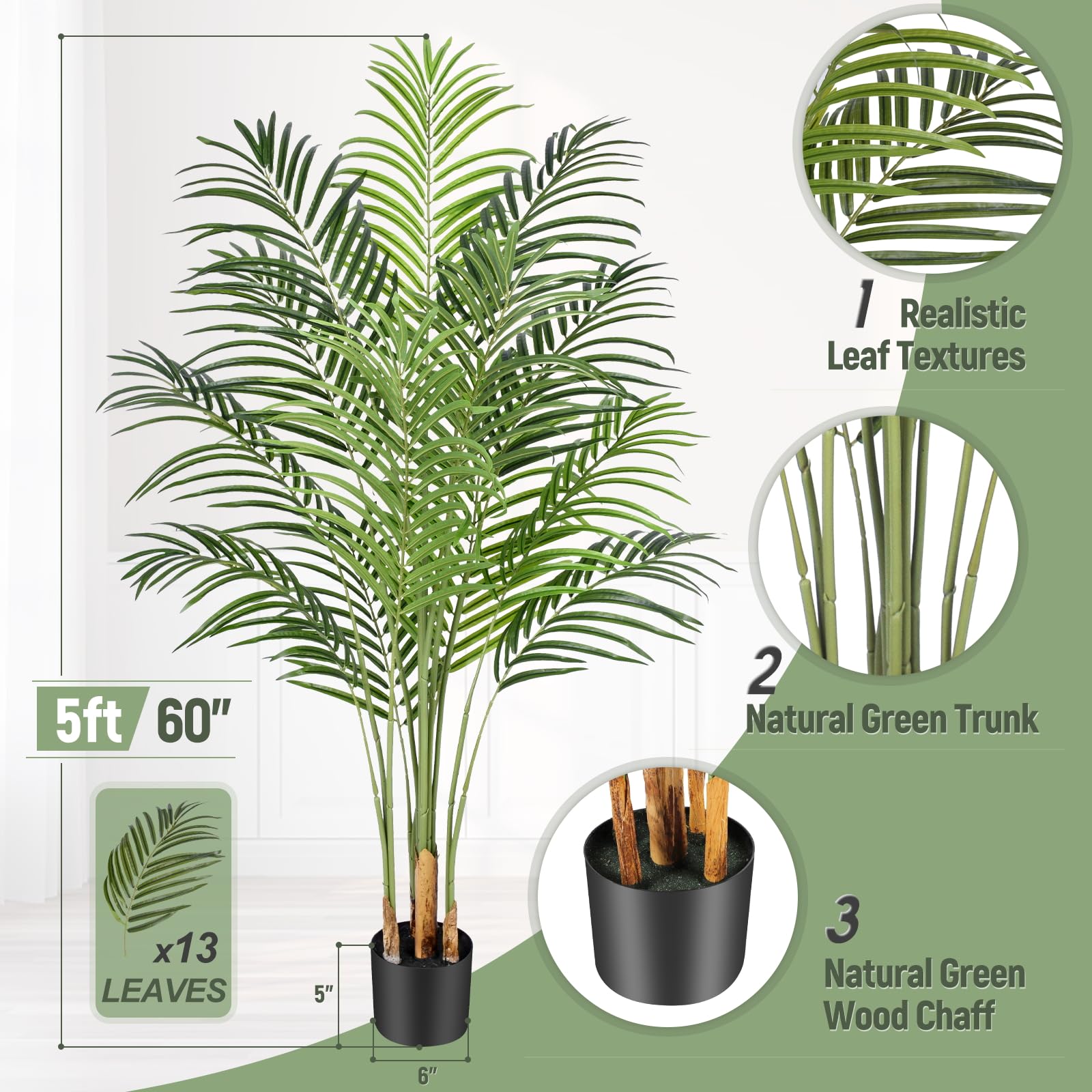 Keeplush black pot with real wood chaff enhances realistic soil cover