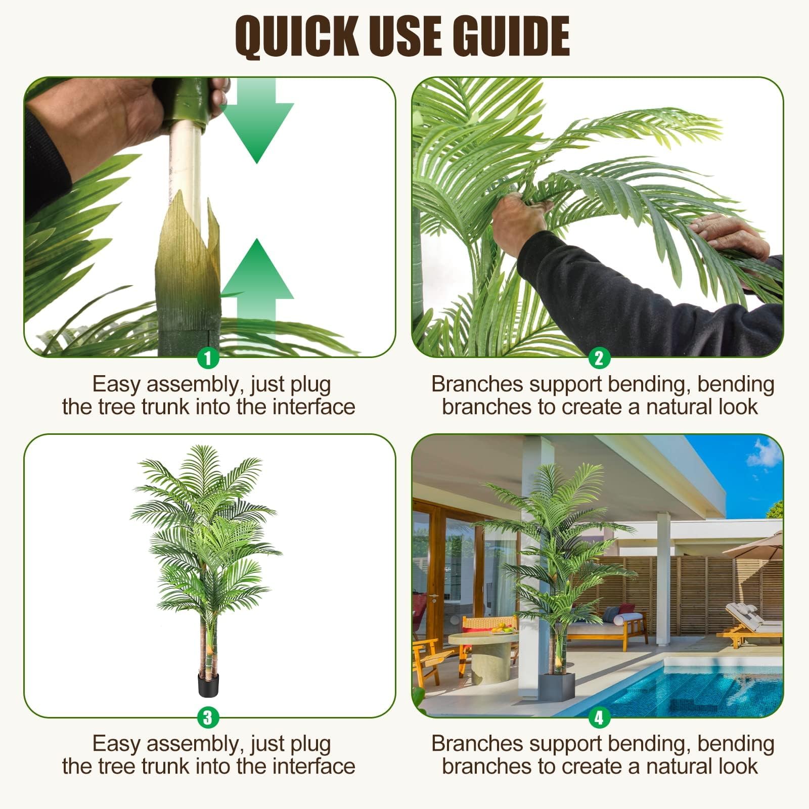 Keeplush palm next to sofa illustrating 6ft scale and space-fitting benefit