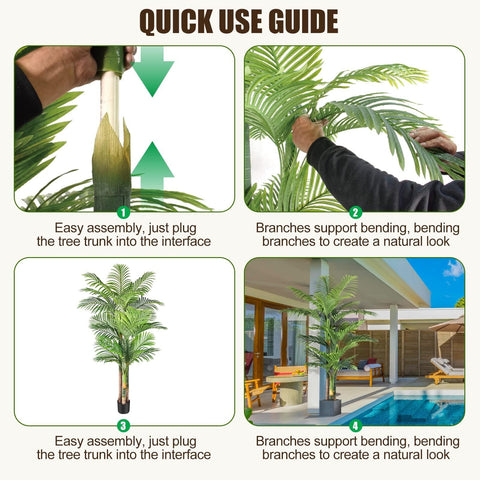 Keeplush palm next to sofa illustrating 6ft scale and space-fitting benefit