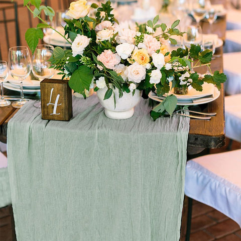 KEEPSHOWING runner tied as chair sash offering coordinated seating decor