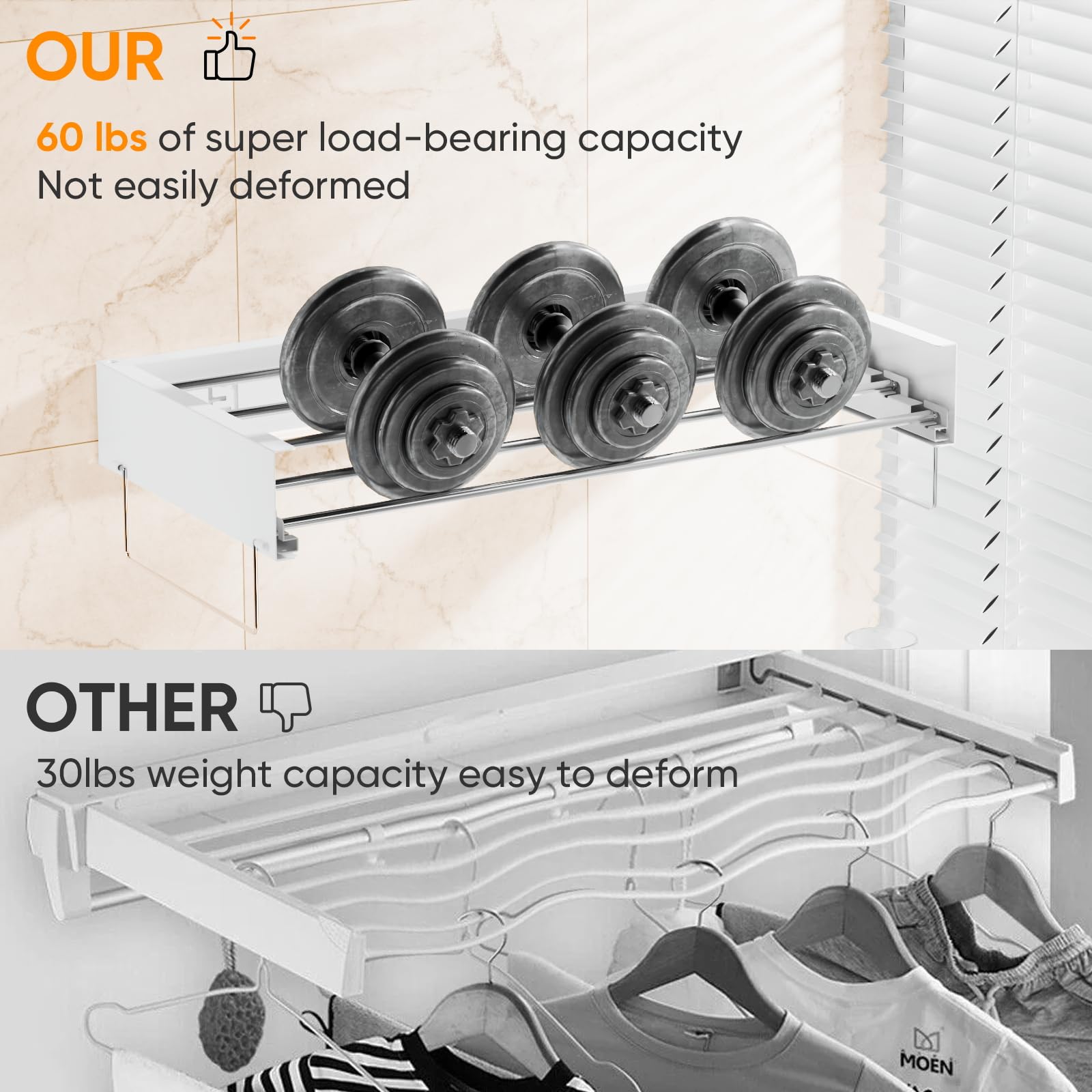 Keepwaters folded flat against wall demonstrating space-saving 1-inch profile