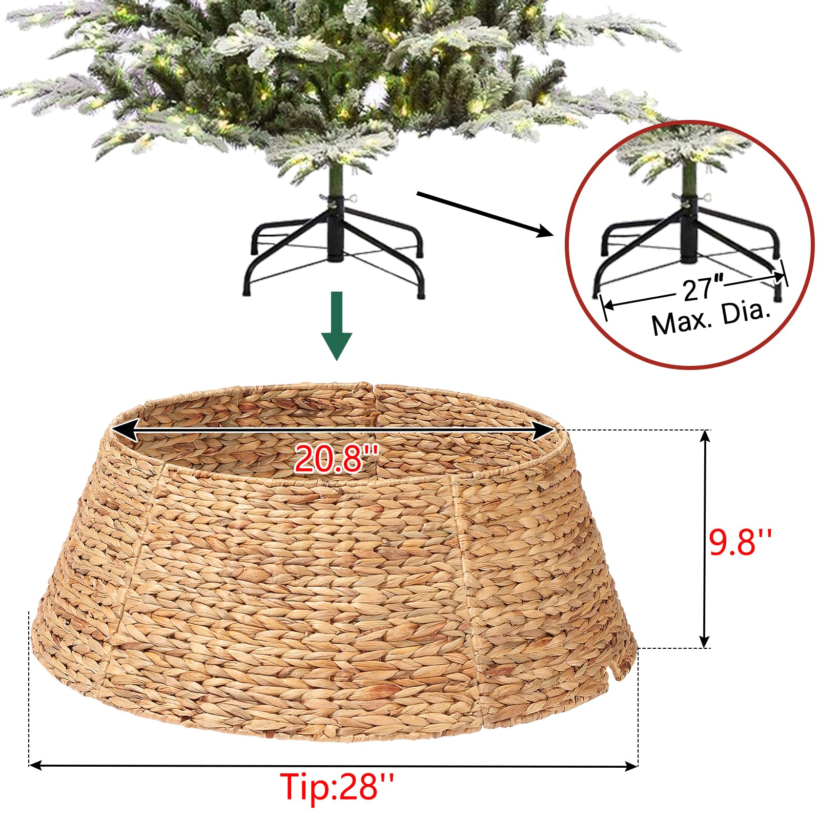 Keeric collar fitted on a pencil tree concealing stand and cords neatly