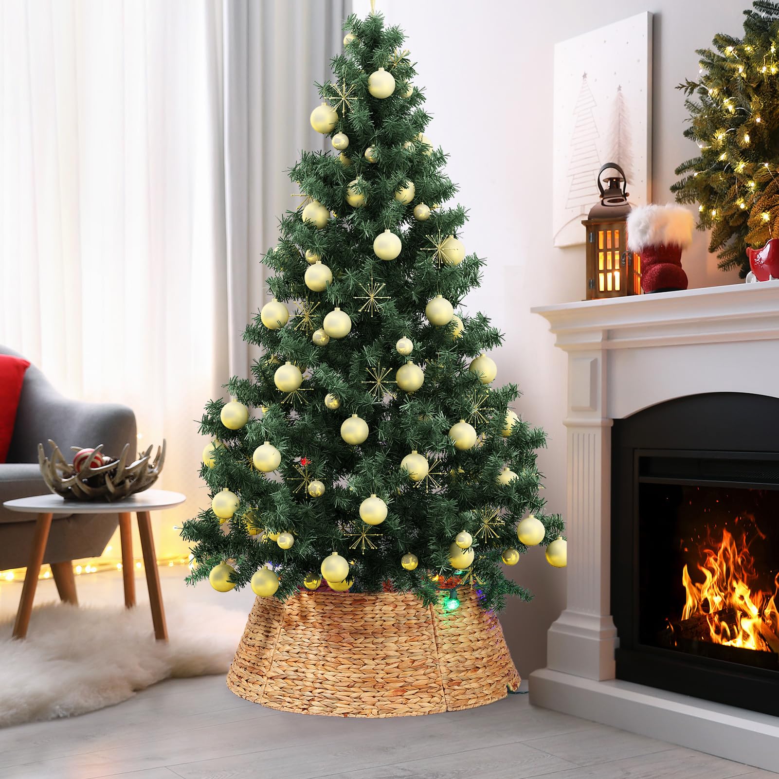 Keeric lifestyle living room setting adding farmhouse warmth beneath the tree