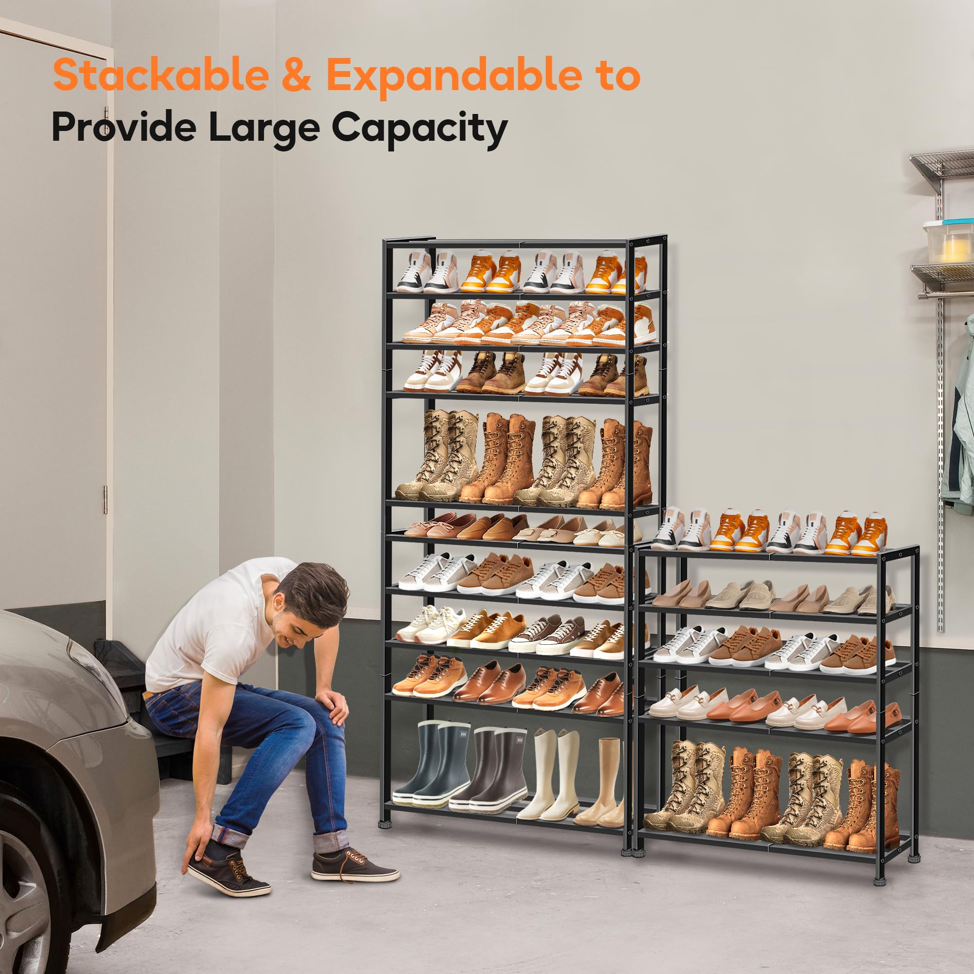 KEETDY bottom tier holding tall boots, keeps bulky footwear upright and accessible