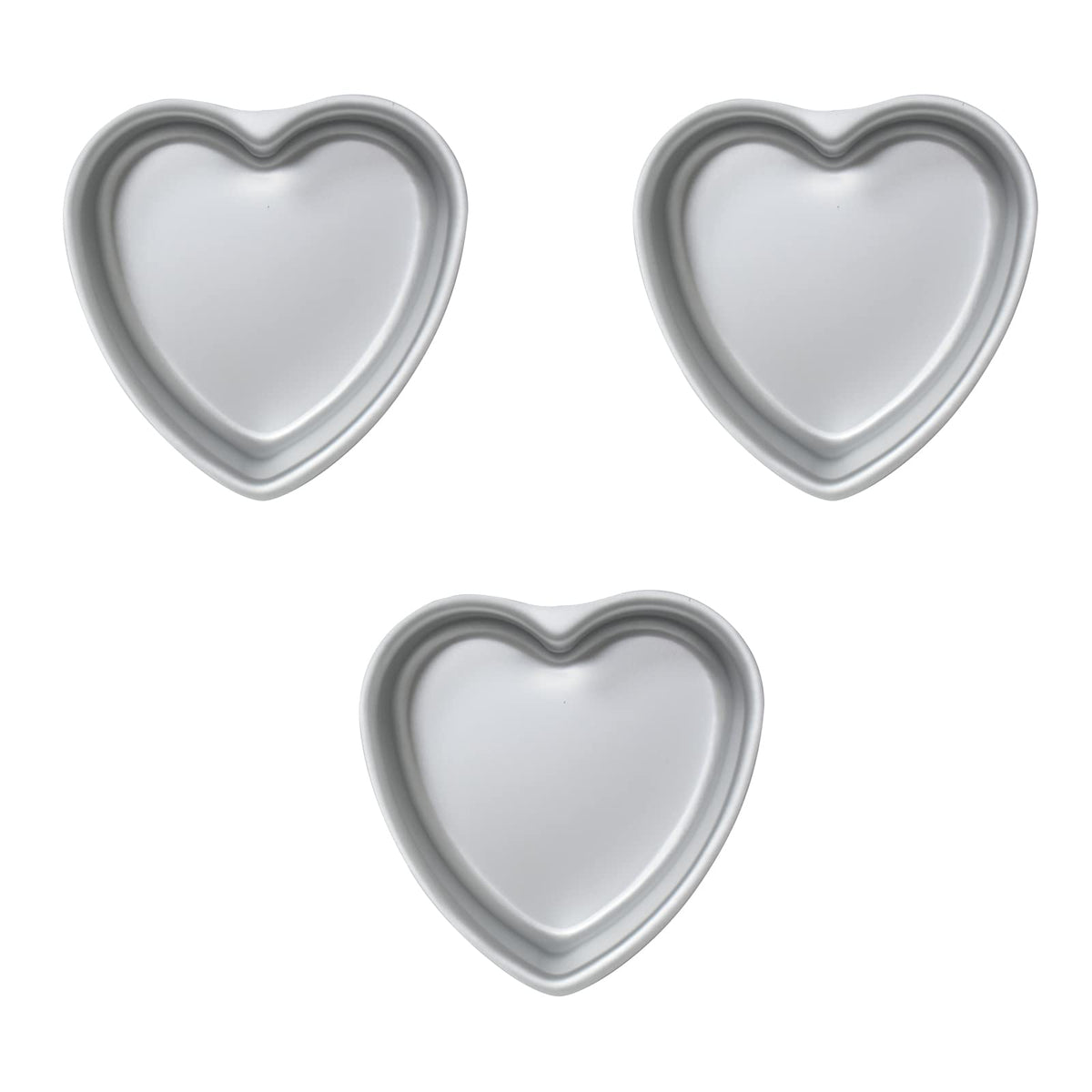 kefyixc front view of three heart pans showing compact set and ready-to-use benefit