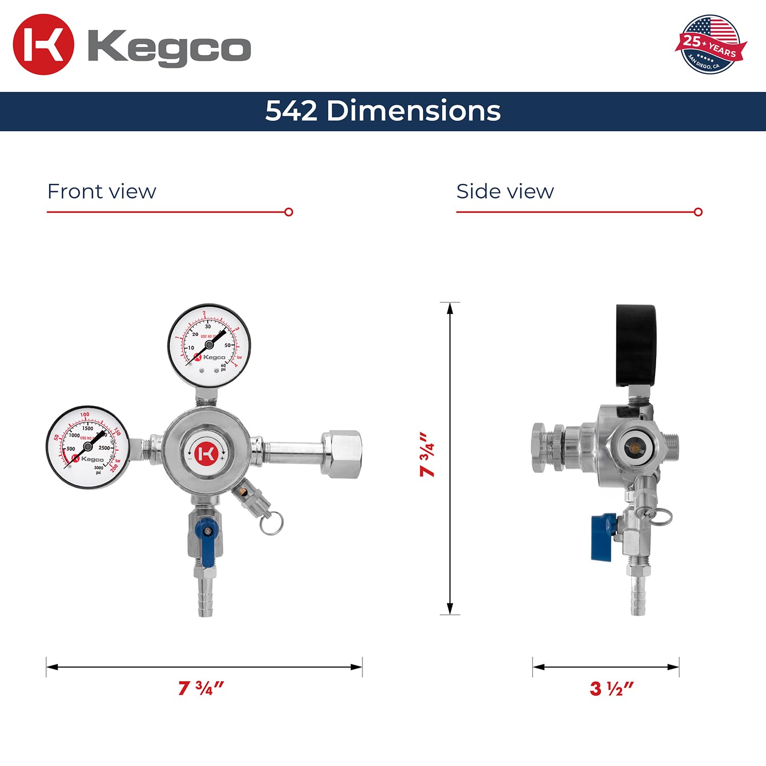 Kegco close-up chrome finish highlighting durable forged brass construction benefit