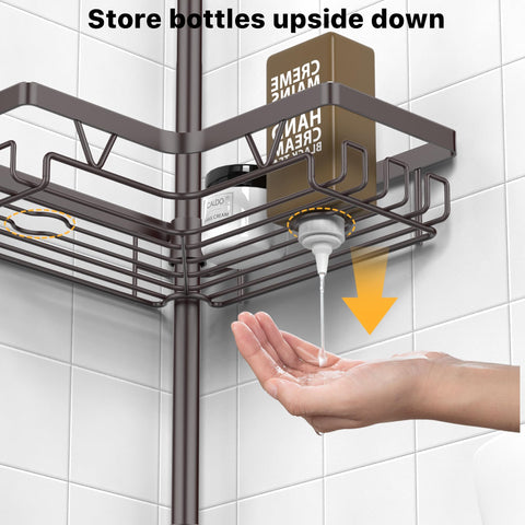 KEGII caddy in shower lifestyle scene maximizing corner space and reducing clutter