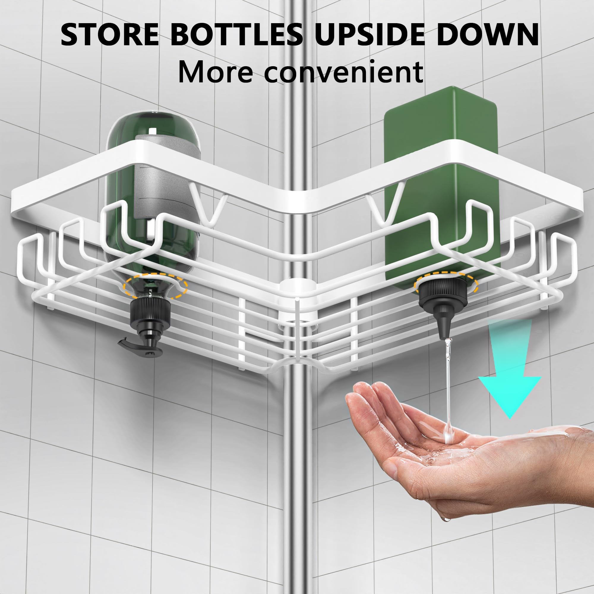 KEGII caddy in shower corner with toiletries maximizing storage space