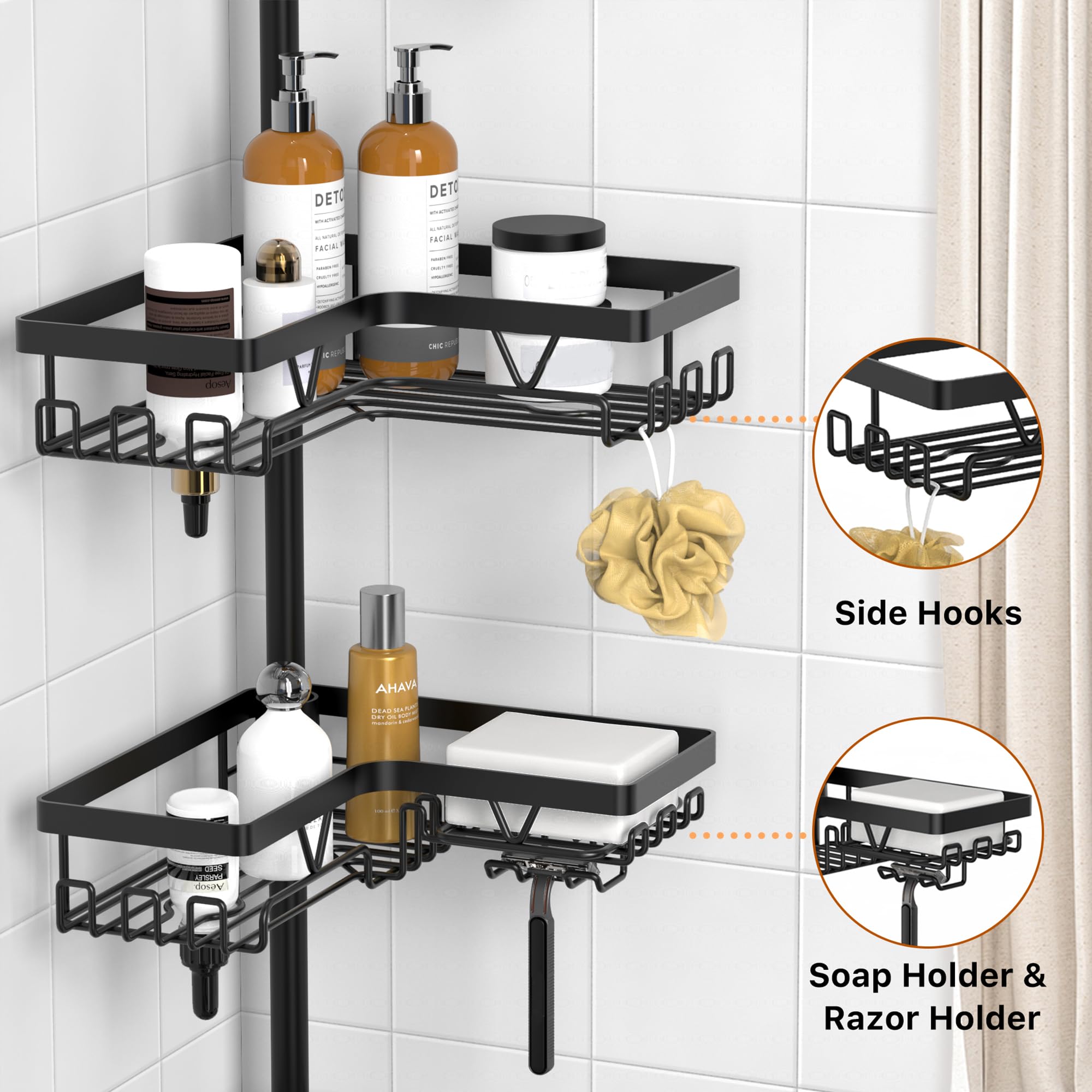 KEGII shelf closeup drainage grid promoting faster drying and cleanliness