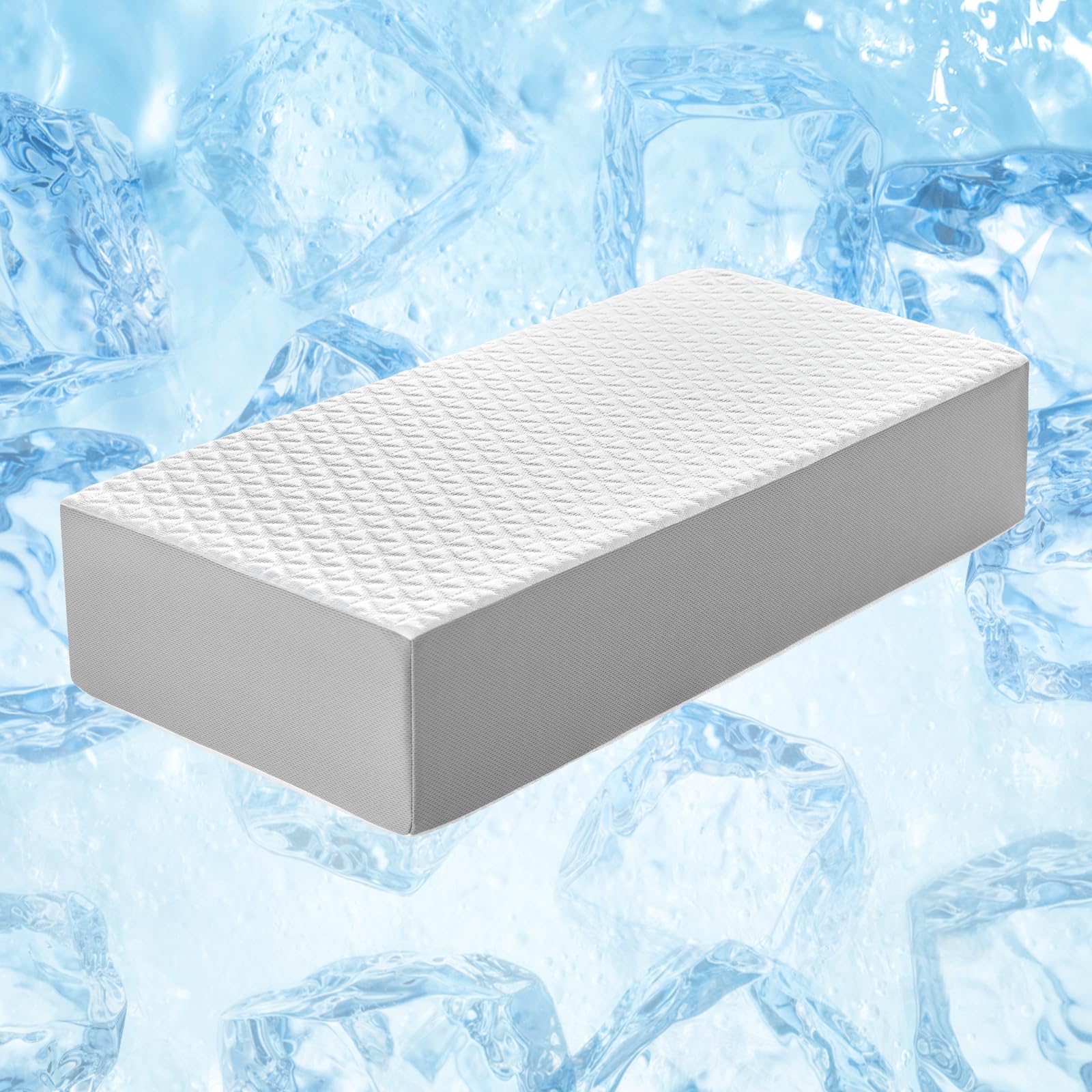 Kehangte front view of pillow showing cooling surface and square shape, improves sleep comfort
