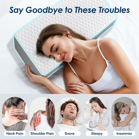 Kehangte three pillows showing 4, 5, 6 inch heights side-by-side, helps choose correct loft