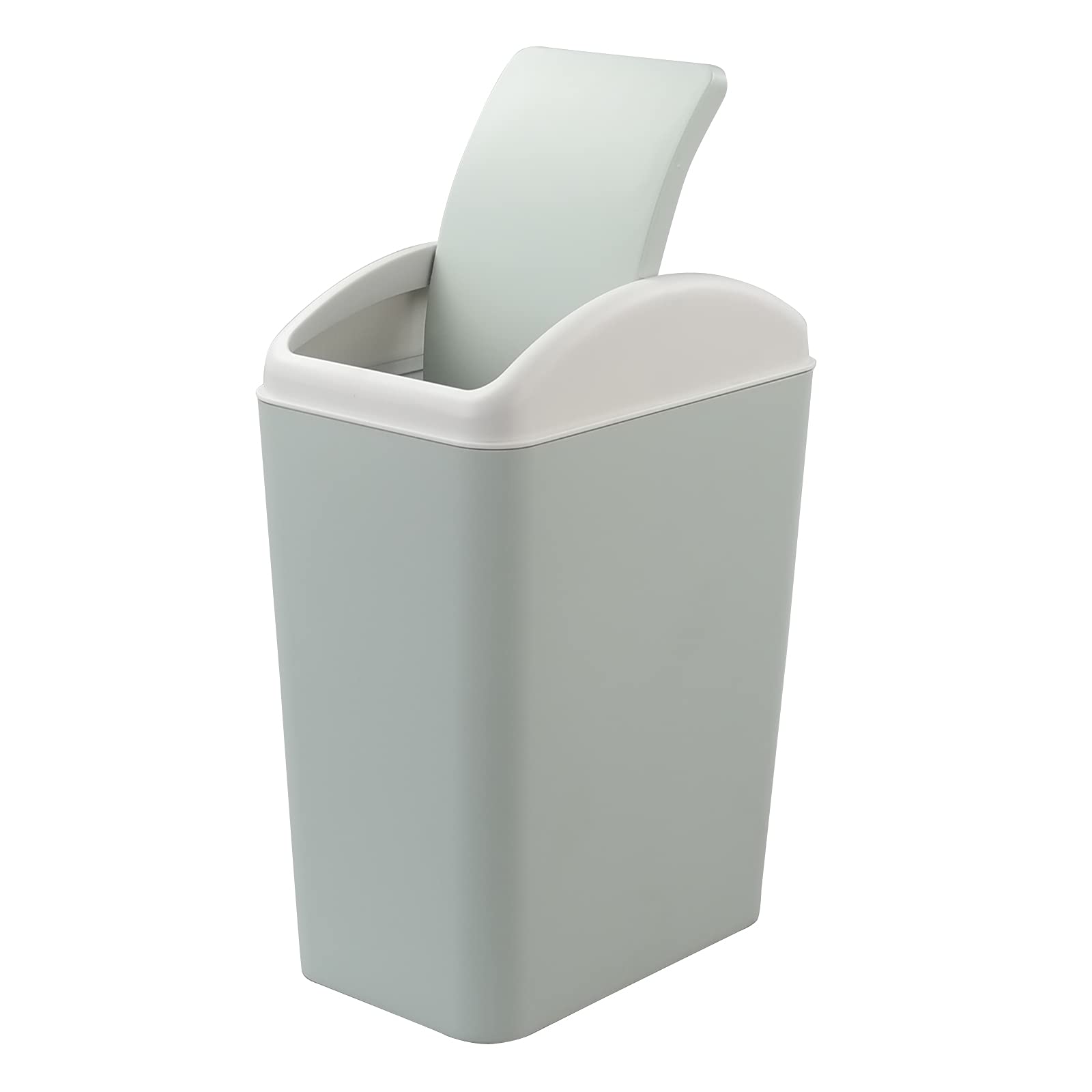 Kekow front view of blue trash can showing compact profile and tidy storage