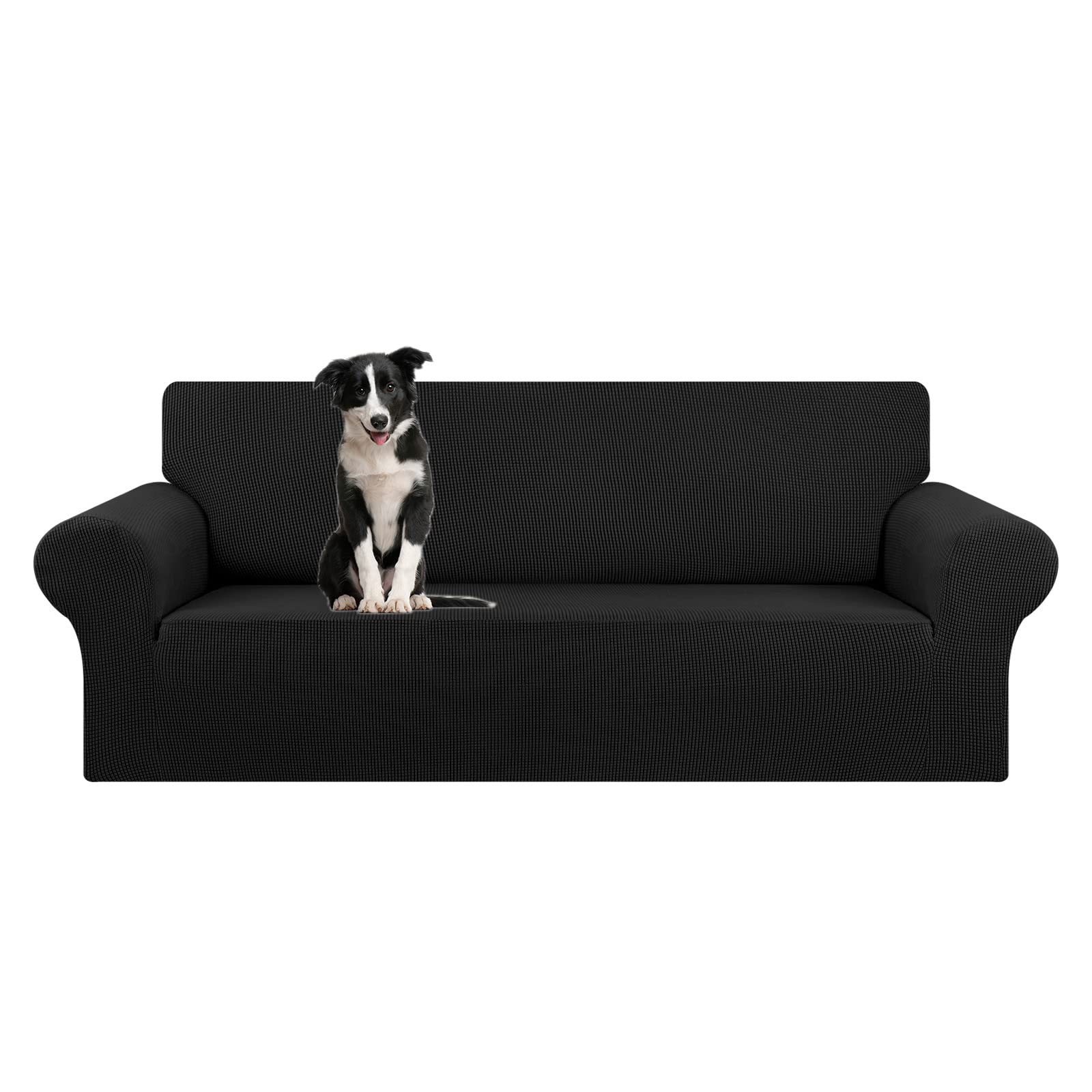 KEKUOU front view of black oversized sofa cover showing full protection