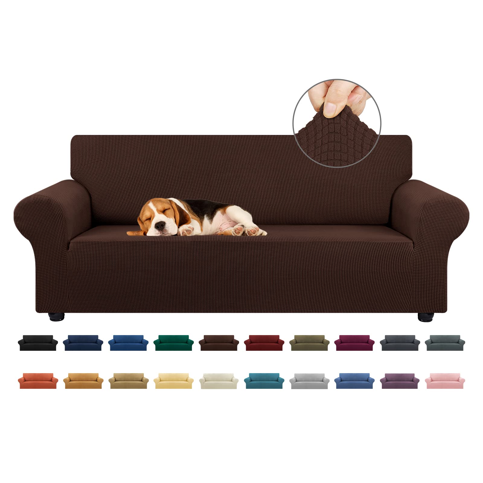 KEKUOU front view on three-cushion sofa showing neat full coverage benefit