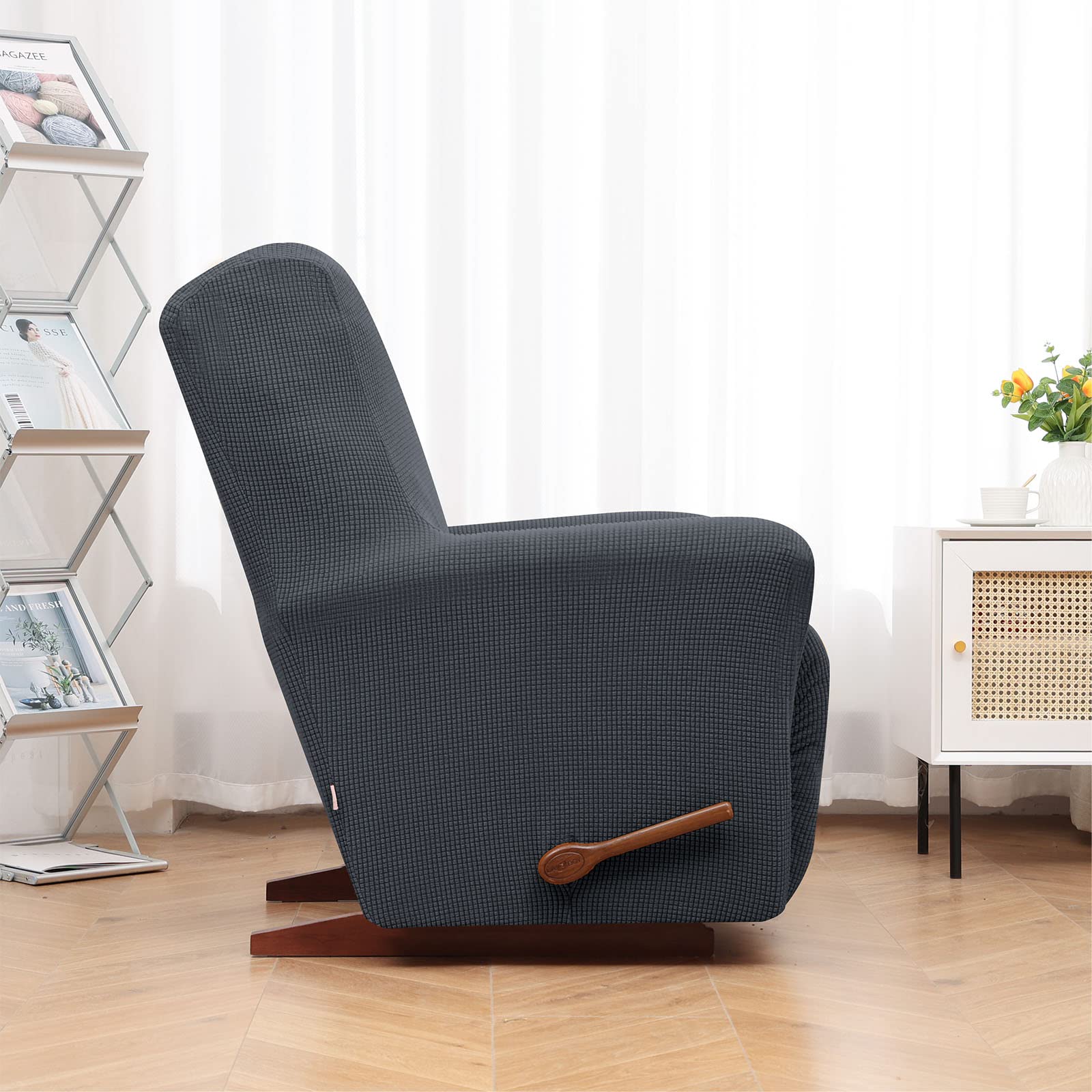 KEKUOU side view of footrest area showing stretch fit and smooth coverage