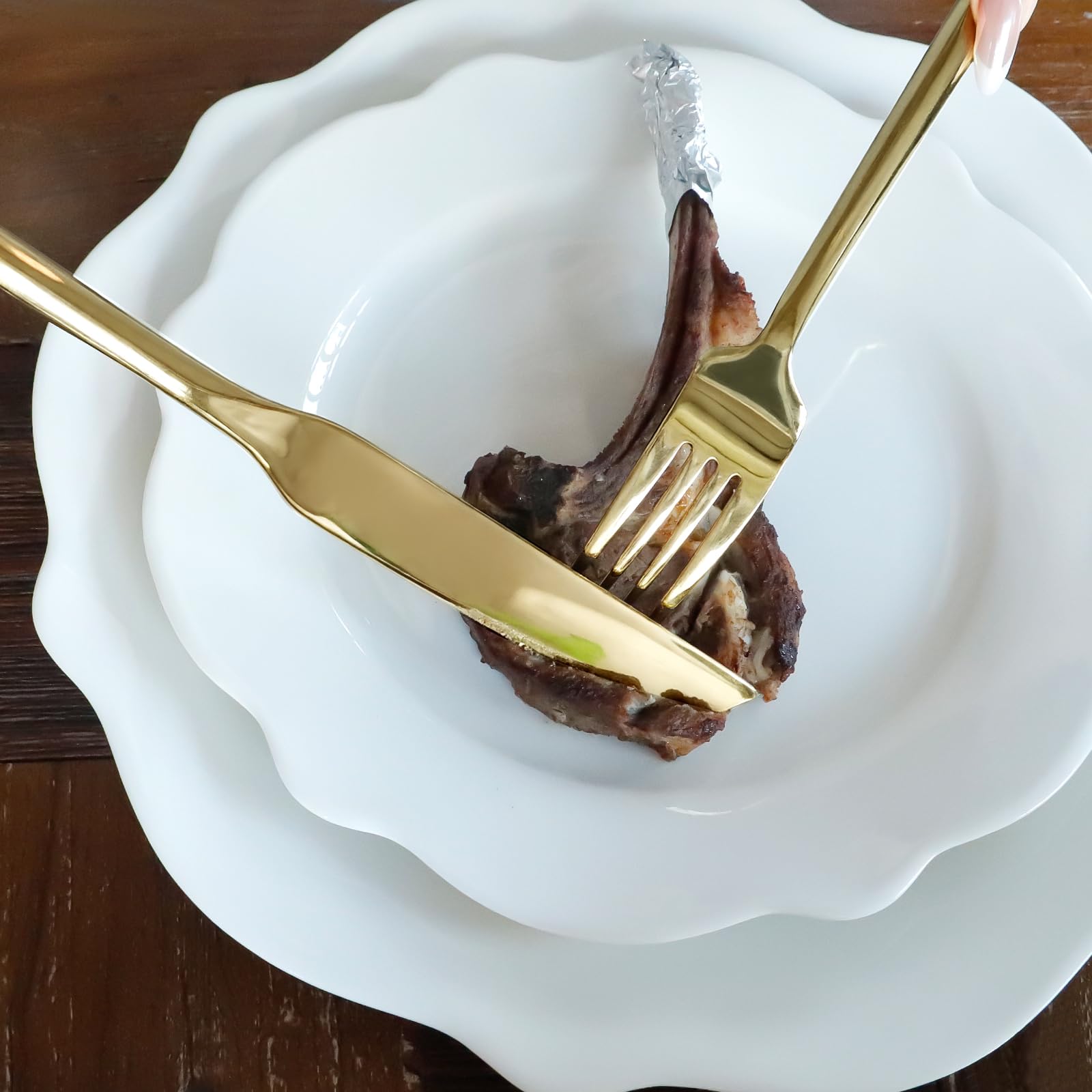 Kelenfer utensils next to plate to show scale and practical size