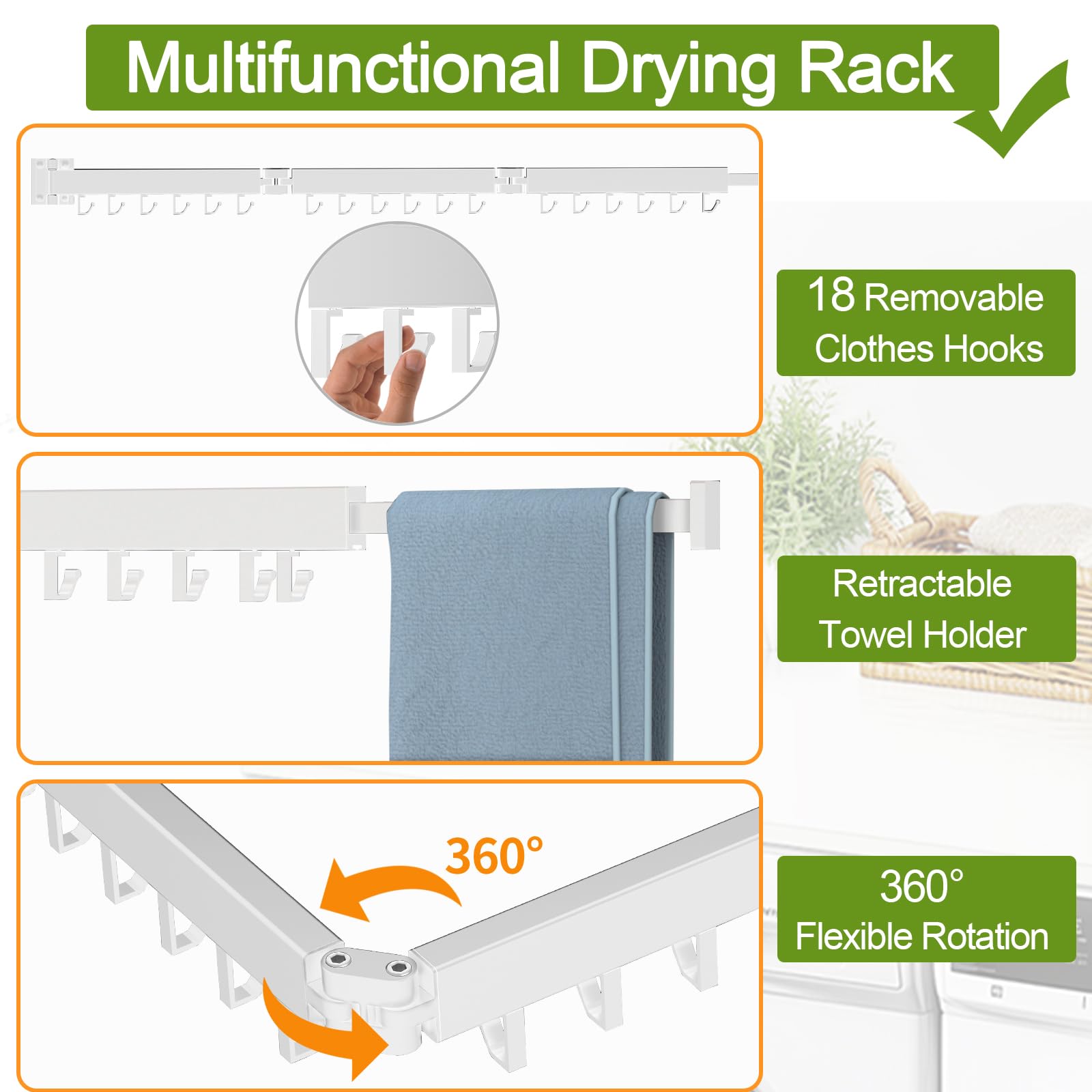 Kelisiting fully extended 47.2-inch drying rack holding multiple garments
