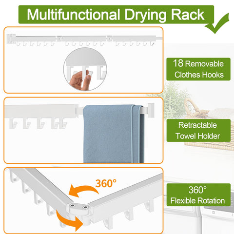 Kelisiting fully extended 47.2-inch drying rack holding multiple garments