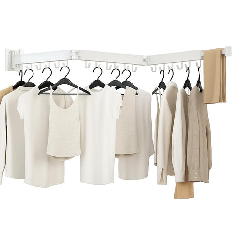 Kelisiting front view of wall-mounted drying rack showing full setup and space saving