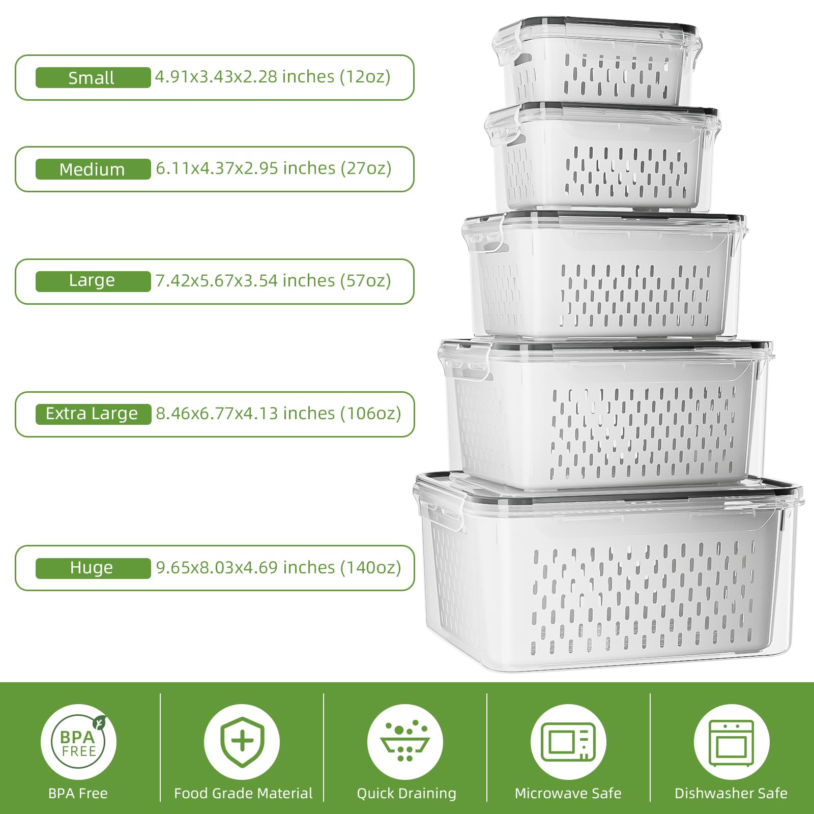 KEMETHY containers filled with berries and lettuce in fridge, keeping produce fresh