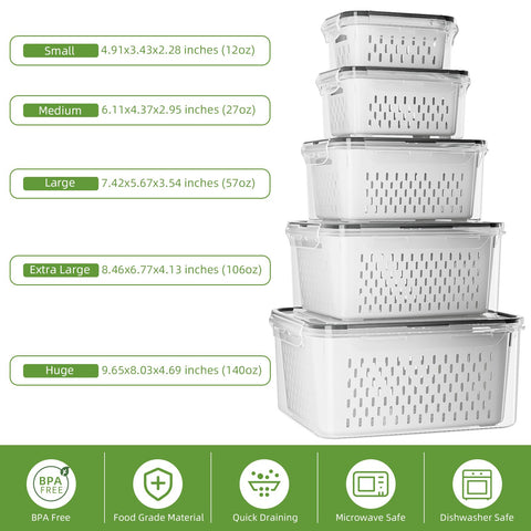 KEMETHY containers filled with berries and lettuce in fridge, keeping produce fresh