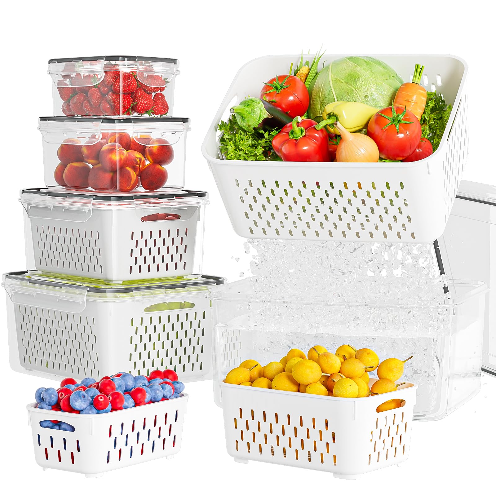 KEMETHY front view showing all five containers and lids, organized and ready to use