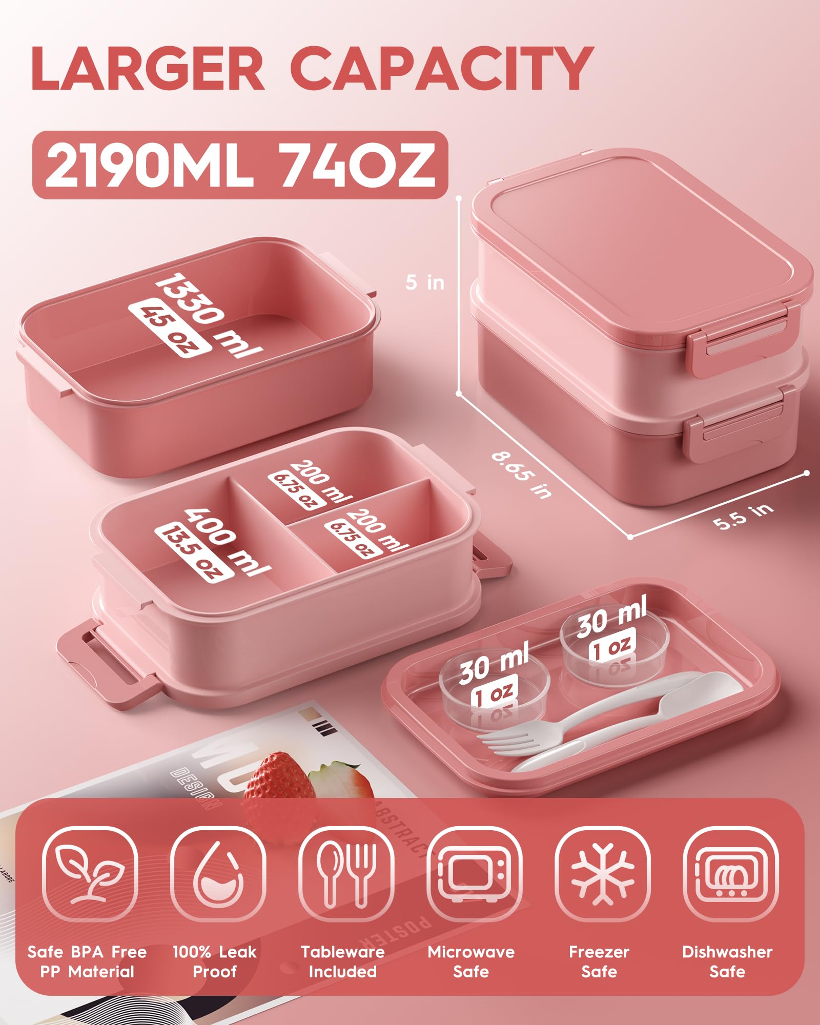 KEMETHY open top with built-in utensils displayed for quick, waste-free dining