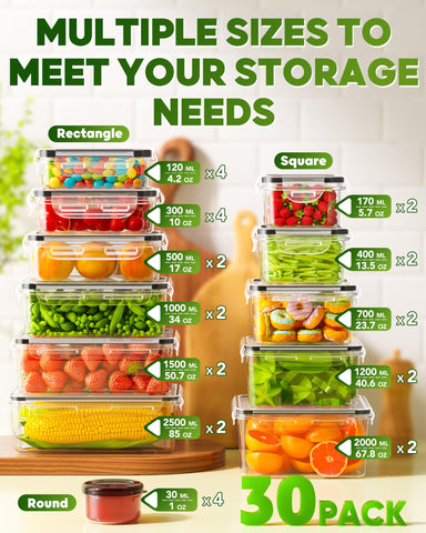 KEMETHY stacked rectangular containers saving fridge and cabinet space