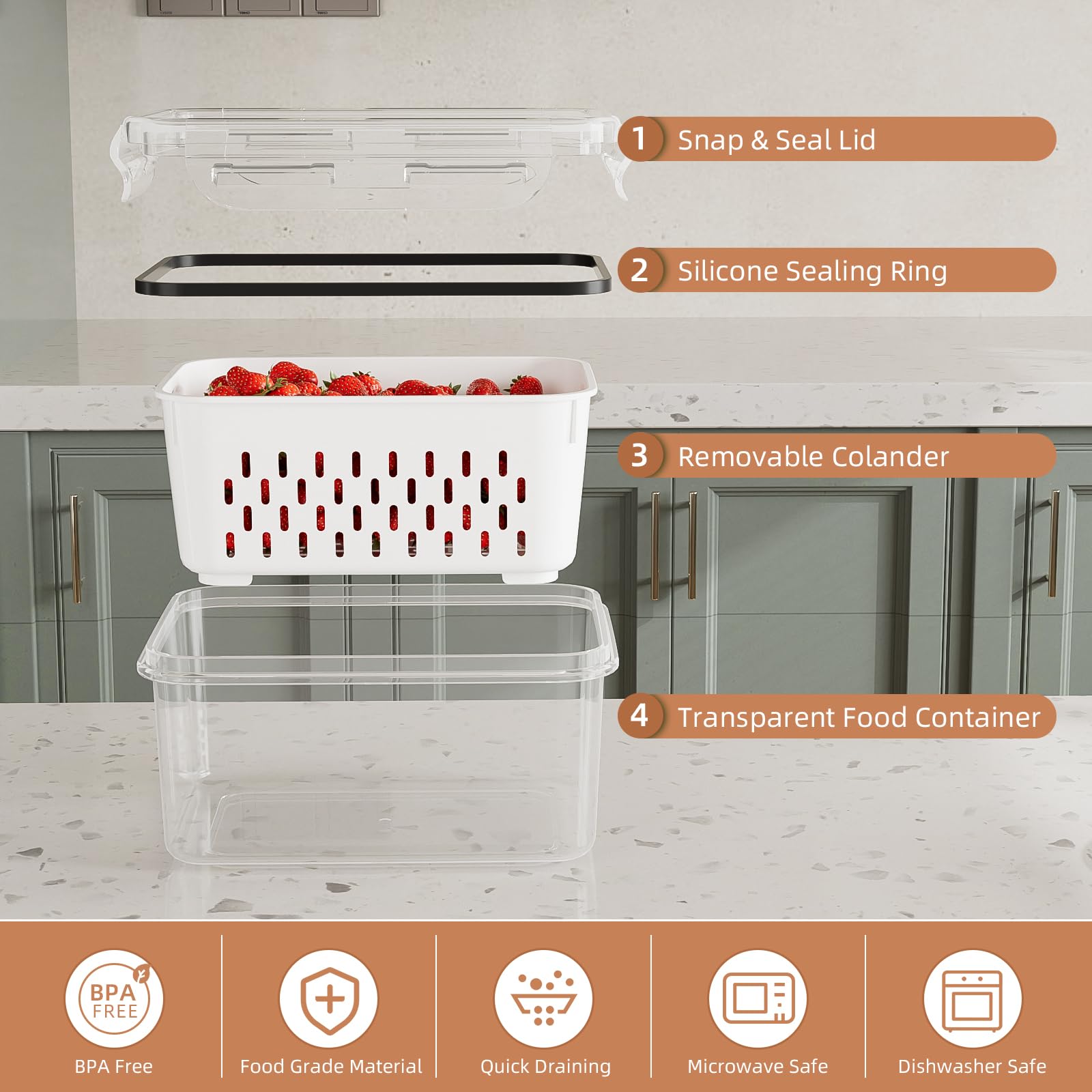 KEMETHY lineup showing five sizes and capacities for flexible fridge organization