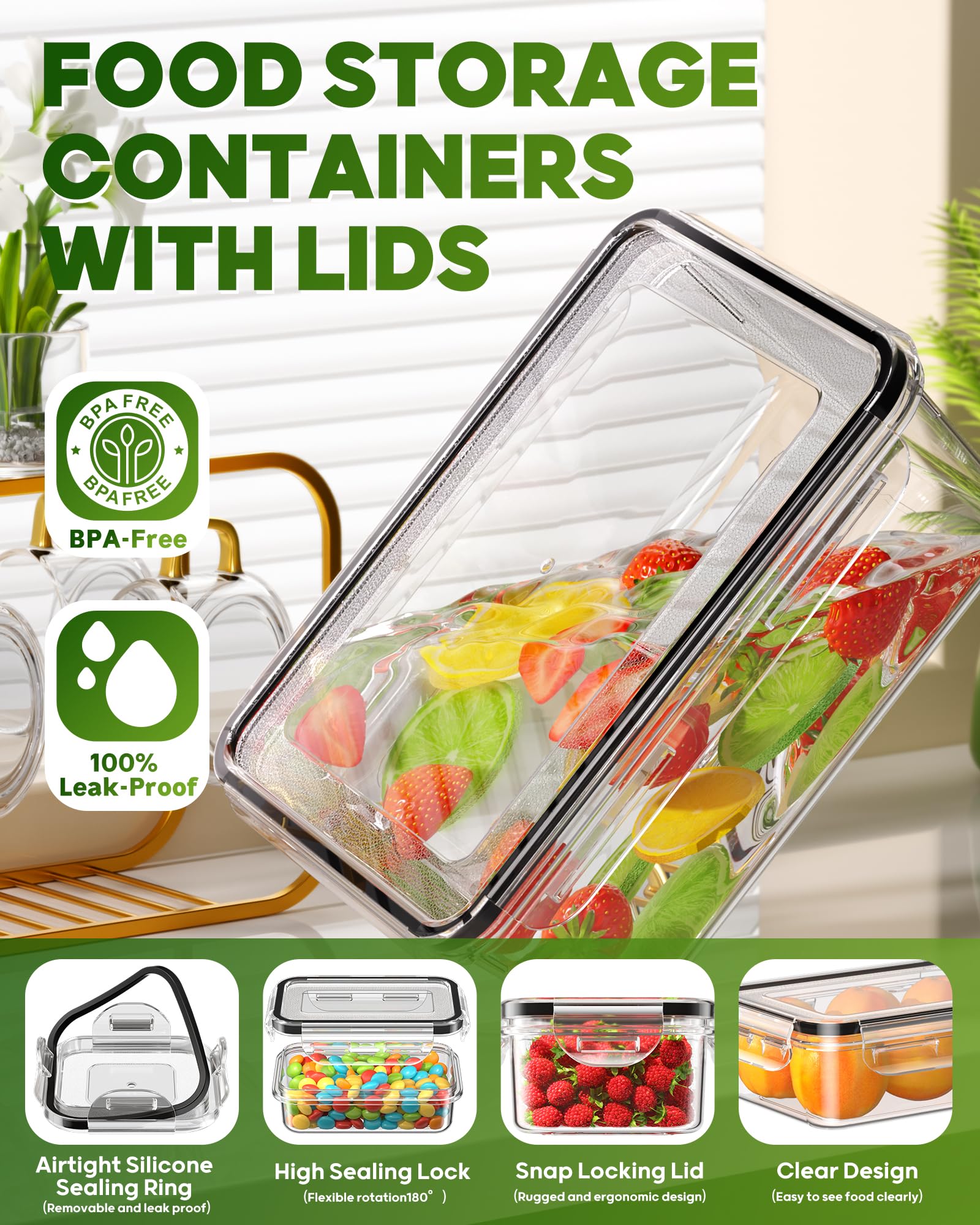 KEMETHY square containers arrayed for versatile meal portioning