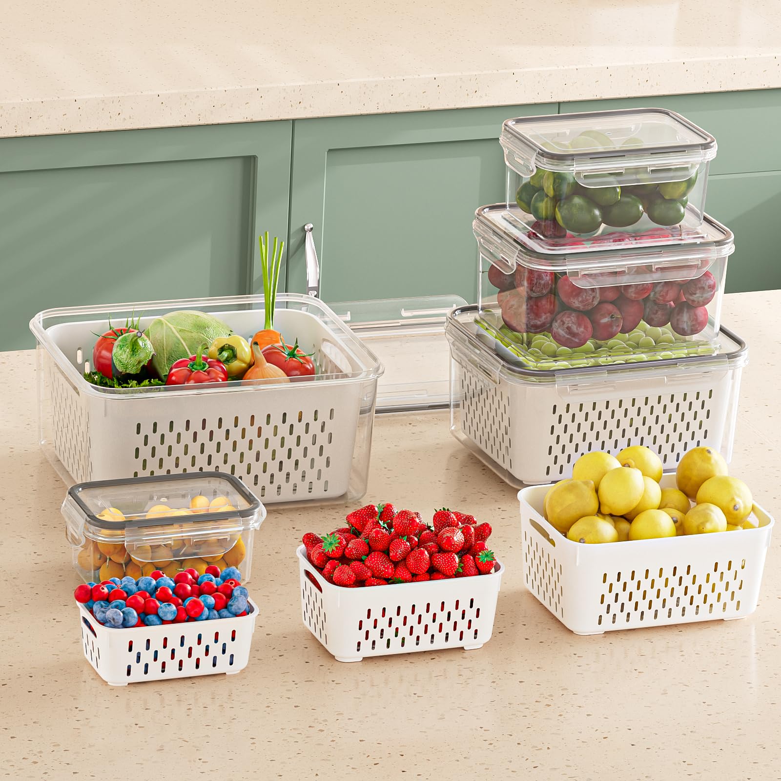 KEMETHY single container on kitchen counter with fruit, showing everyday use