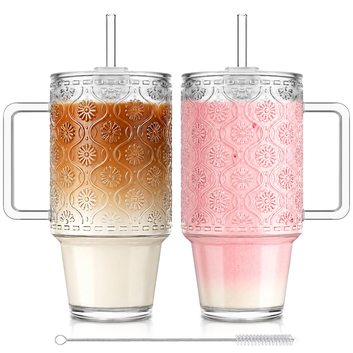 KEMORELA front view of 24oz tumbler with lid showing capacity benefit