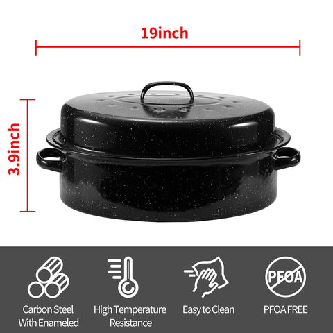 Kendane roaster interior enamel surface close-up, nonstick finish for easy cleaning