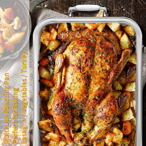 Kendane pan size comparison with turkey showing capacity for whole birds and large roasts
