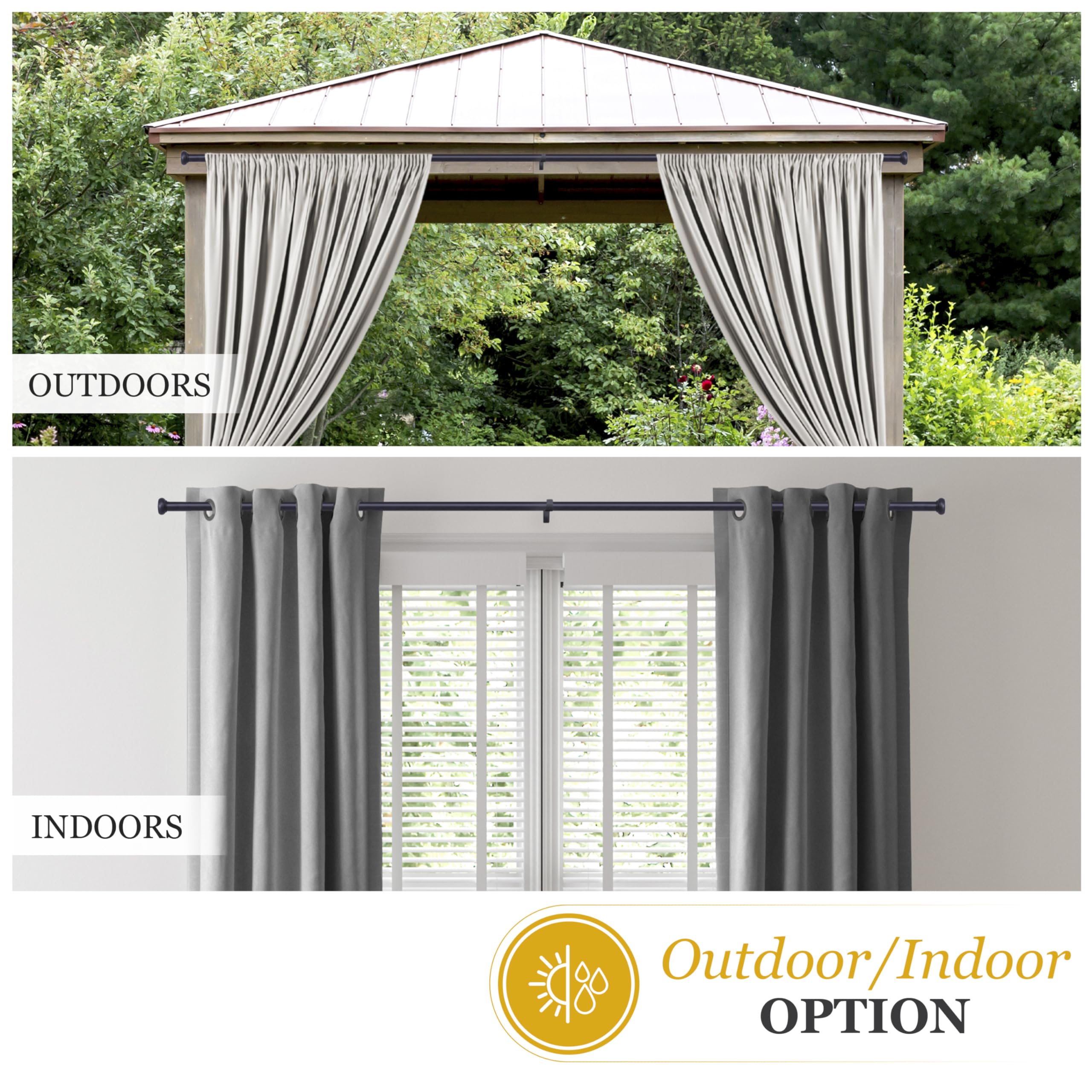 Kenney Weaver installed on a covered patio adding privacy and weather-resistant style