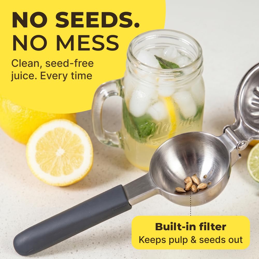 KENSINGTON LONDON in use squeezing lemon over glass to illustrate efficient juice extraction