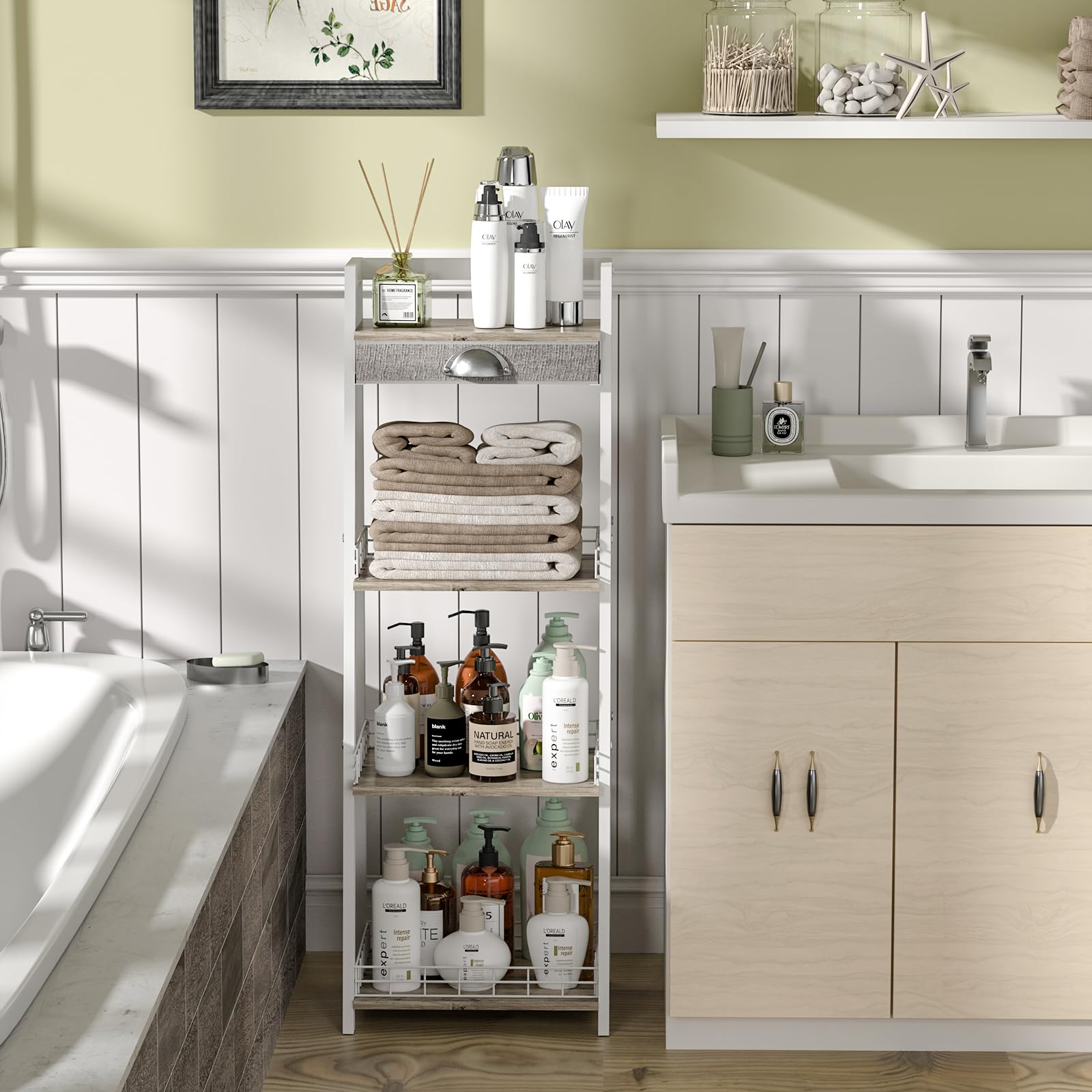 keomaisyto drawer open with toiletries demonstrating hidden storage benefit